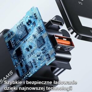 USAMS Laidinis įkroviklis 1xUSB-C+1xUSB T43 33W PD3.0 + QC3.0 + U63 cable USB-C to Lightning juodos spalvos USKT - Image 8
