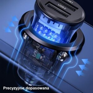 USAMS automobilinis įkroviklis C31 3A 2xUSB-A Fast Charge blue CC162CC02 (US-CC162) - Image 9