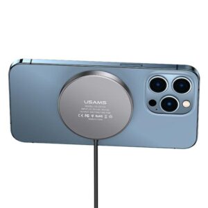 USAMS magnetic Belaidis įkroviklis 15W aluminium juodos spalvos CD183CDX01 - Image 1