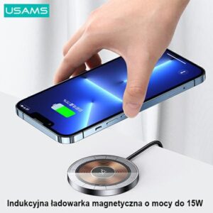USAMS magnetic Belaidis įkroviklis 15W aluminium juodos spalvos CD183CDX01 - Image 3