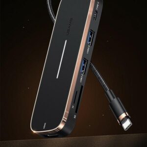 USAMS adapter HUB 3xUSB + USB-C + HDMI black SJ578HUB01 (US-SJ578) - Image 2