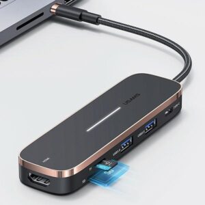 USAMS adapter HUB 3xUSB + USB-C + HDMI black SJ578HUB01 (US-SJ578) - Image 4