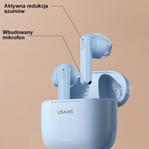 USAMS Bluetooth 5.3 TWS US14 Series dual mic belaidės ausinės mėlynos spalvos BHUUS03 - Image 4