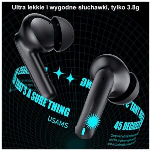 USAMS Bluetooth 5.3 TWS ENC XJ13 Series gaming ausinės wireless juodos spalvos BHUXJ01 (US-XJ13) - Image 10