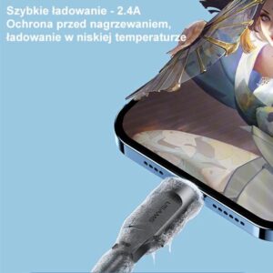 USAMS lightning kabelis 2.4A 1.2m Fast Charging Lithe Series juodos spalvos SJ565USB01 (US-SJ565) - Image 5