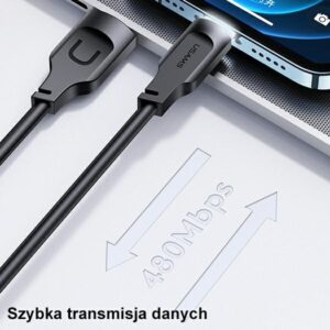 USAMS lightning kabelis 2.4A 1.2m Fast Charging Lithe Series juodos spalvos SJ565USB01 (US-SJ565) - Image 8