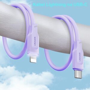 USAMS kabelis USB-C į Lightning 20W 1.2m PD Fast Charging Lithe Series juodos spalvos SJ566USB01 (US-SJ566) - Image 3