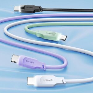USAMS kabelis USB-C į USB-C 100W 1.2m Port Display Fast Charging Lithe Series žalios spalvos SJ567USB04 - Image 2