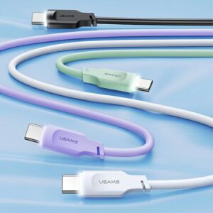 USAMS kabelis USB-C 6A 1.2m Port Display Fast Charging Lithe Series žalios spalvos SJ568USB04 (US-SJ568) - Image 2