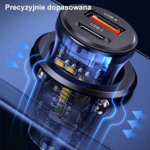 USAMS automobilinis įkroviklis 1xUSB+1xUSB-C C32 30W Fast Charge black CC164CC01 (US-CC164) - Image 5