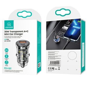 USAMS automobilinis įkroviklis 1xUSB+1xUSB-C C32 30W Fast Charge black CC164CC01 (US-CC164) - Image 8