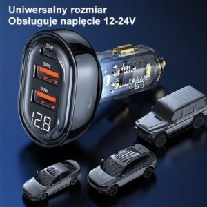 USAMS automobilinis įkroviklis 2xUSB+1xUSB-C 80W Fast Charge blue CC159CC02 (US-CC159) - Image 10