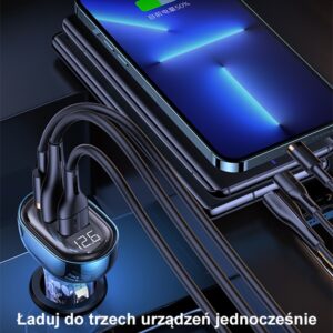 USAMS automobilinis įkroviklis 2xUSB+1xUSB-C 80W Fast Charge blue CC159CC02 (US-CC159) - Image 6