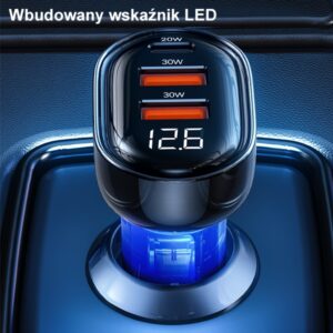 USAMS automobilinis įkroviklis 2xUSB+1xUSB-C 80W Fast Charge blue CC159CC02 (US-CC159) - Image 7