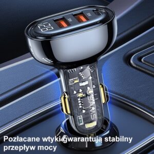 USAMS automobilinis įkroviklis 2xUSB+1xUSB-C 80W Fast Charge blue CC159CC02 (US-CC159) - Image 9