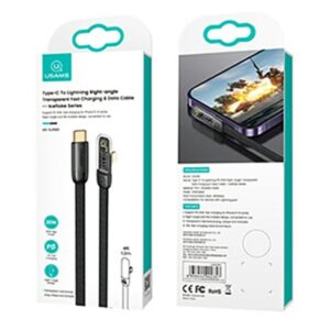 USAMS angled kabelis USB-C į Lightning PD 20W Fast Charging Iceflake Series 1.2m juodos spalvos SJ583USB01 - Image 9