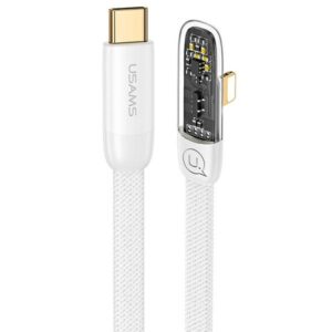 USAMS angled kabelis USB-C į Lightning PD 20W Fast Charging Iceflake Series 1.2m white SJ583USB02 - Image 1