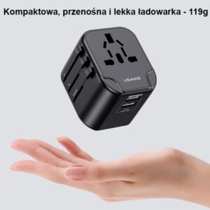 USAMS wall adapter 2xUSB T55 12W 4-in-1 US/AU/EU/UK black CC173TC01 (US-CC173) Universal Travel Char - Image 3