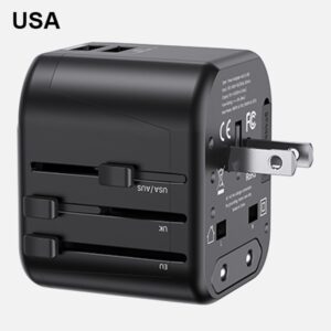 USAMS wall adapter 2xUSB T55 12W 4-in-1 US/AU/EU/UK black CC173TC01 (US-CC173) Universal Travel Char - Image 6