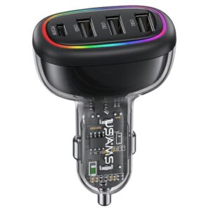 USAMS automobilinis įkroviklis 1xUSB-C 3xUSB-A C34 48W 3A+C PD Fast Charge black CC170CC01 (US-CC170) - Image 1