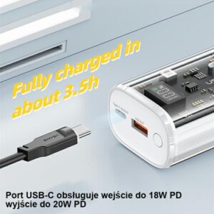 USAMS power bank 9000mAh PD 20W QC3.0+PD dual-port Fast Charge white 10KCD18902 (US-CD189) - Image 8