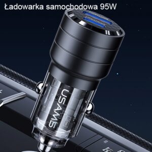 USAMS automobilinis įkroviklis C36 USB+USB-C 95W Fast Charge black CC176CC01 (US-CC176) - Image 2