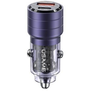 USAMS automobilinis įkroviklis C36 USB+USB-C 95W Fast Charge purple CC176CC02 (US-CC176) - Image 1