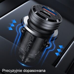 USAMS automobilinis įkroviklis C35 USB+USB-C 45W Fast Charge black CC175CC01 (US-CC175) - Image 10