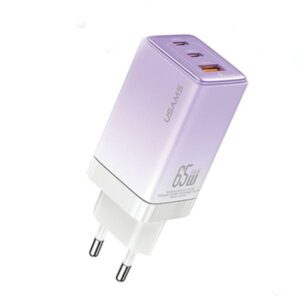 USAMS Charger 2xUSB-C+1xUSB 65W(only head) GaN PD3.0 +QC3.0 Fast Charging purple/gradient purple San - Image 1