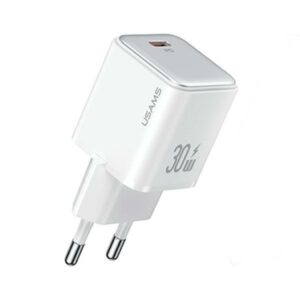 USAMS Charger 1xUSB-C PD30W 3A(only head) PD3.0 Fast Charging baltos spalvos X-ron Series CC186TC02 - Image 1