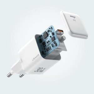 USAMS Charger 1xUSB-C PD30W 3A(only head) PD3.0 Fast Charging baltos spalvos X-ron Series CC186TC02 - Image 5