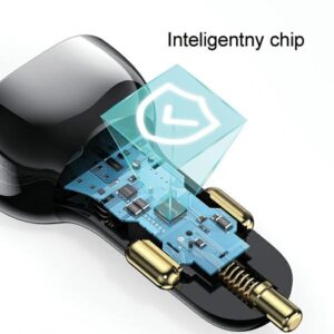 USAMS automobilinis įkroviklis C37 1xUSB+1xUSB-C 60W +USB-C Cable 30W PD+QC Fast Charge black CC192CC01 - Image 7