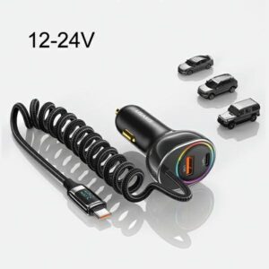 USAMS automobilinis įkroviklis C37 1xUSB+1xUSB-C 60W +USB-C Cable 30W PD+QC Fast Charge black CC192CC01 - Image 9