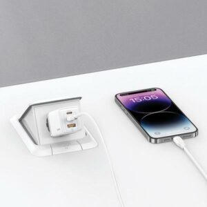 USAMS Laidinis įkroviklis 2xUSB-C+1xUSB 65W (only head) GaN PD3.0 + QC3.0 Fast Charging juodos spalvos Sandru Series - Image 8