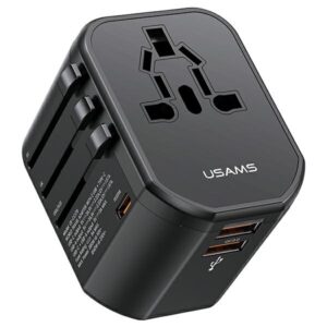 USAMS Adapteris network 2xUSB+1xUSB-C T59 20W4in1 US/AU/EU/UK black/black CC179TC01 (US-CC179) Univers - Image 1
