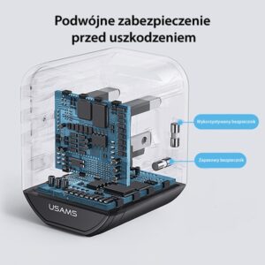 USAMS Adapteris network 2xUSB+1xUSB-C T59 20W4in1 US/AU/EU/UK black/black CC179TC01 (US-CC179) Univers - Image 10