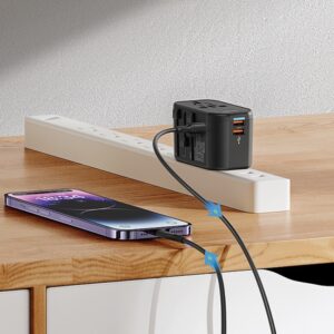 USAMS Adapteris network 2xUSB+1xUSB-C T59 20W4in1 US/AU/EU/UK black/black CC179TC01 (US-CC179) Univers - Image 6