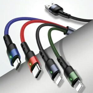 USAMS Braided kabelis U26 4in1 1.2m 2AFast Charge (2xlightning/microUSB/USB-C) SJ317USB01 (US-SJ317) - Image 1