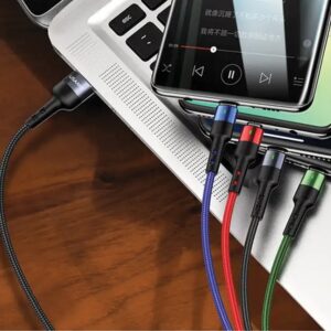 USAMS Braided kabelis U26 4in1 1.2m 2AFast Charge (2xlightning/microUSB/USB-C) SJ317USB01 (US-SJ317) - Image 2