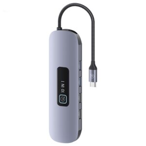 USAMS Adapteris HUB 10in1 3xUSB 3.0/TF/SD/USB-C/HDMI/RJ45/VGA PD100W gray/tarnish SJ644HUB01 - Image 4