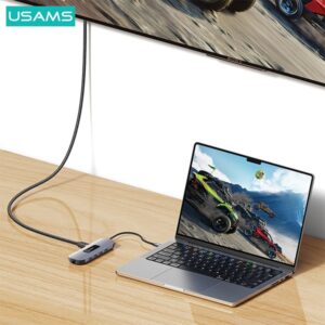 USAMS Adapteris HUB 10in1 3xUSB 3.0/TF/SD/USB-C/HDMI/RJ45/VGA PD100W gray/tarnish SJ644HUB01 - Image 5