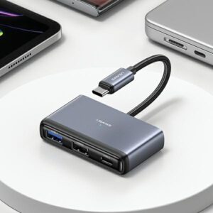 USAMS Adapteris HUB 4in1 2xUSB 2.0/USB 3.0/USB-C gray/dark gray SJ627HUB01 (US-SJ627) - Image 2