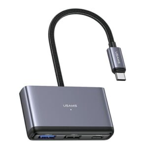 USAMS Adapteris HUB 4in1 2xUSB 2.0/USB 3.0/USB-C gray/dark gray SJ627HUB01 (US-SJ627) - Image 3