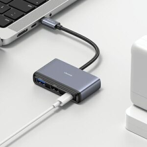 USAMS Adapteris HUB 4in1 2xUSB 2.0/USB 3.0/USB-C gray/dark gray SJ627HUB01 (US-SJ627) - Image 5