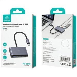 USAMS Adapteris HUB 4in1 2xUSB 2.0/USB 3.0/USB-C gray/dark gray SJ627HUB01 (US-SJ627) - Image 6