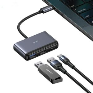 USAMS Adapteris HUB 5in1 USB 2.0/USB 3.0/USB-C/TF/SD gray/dark gray SJ628HUB01 (US-SJ628) - Image 1