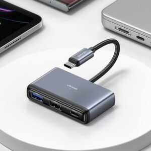 USAMS Adapteris HUB 5in1 USB 2.0/USB 3.0/USB-C/TF/SD gray/dark gray SJ628HUB01 (US-SJ628) - Image 2