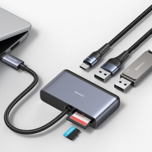 USAMS Adapteris HUB 5in1 USB 2.0/USB 3.0/USB-C/TF/SD gray/dark gray SJ628HUB01 (US-SJ628) - Image 4