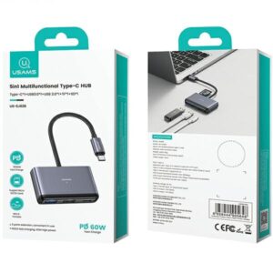 USAMS Adapteris HUB 5in1 USB 2.0/USB 3.0/USB-C/TF/SD gray/dark gray SJ628HUB01 (US-SJ628) - Image 6