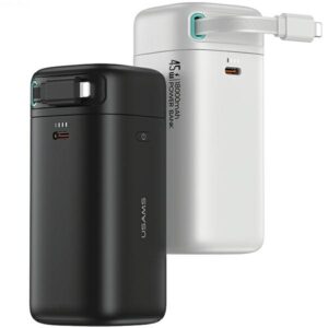 USAMS Powerbank with Retractable CableRetractable Lightning 18000 mAh PD45W Fast Charge XMF Series W - Image 2